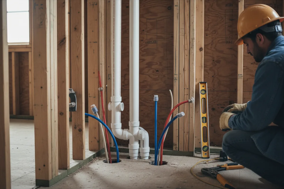 Drain and supply rough-in during Garbage Disposal Repair in Barney