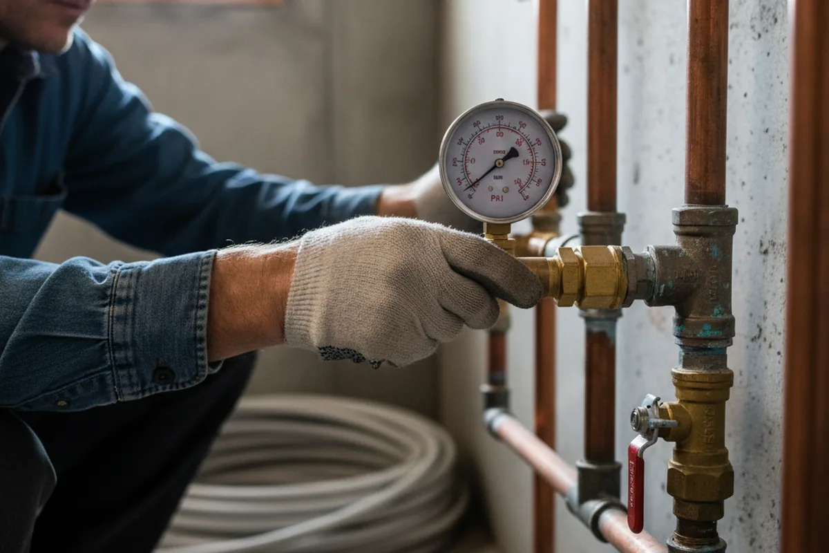 Pressure testing a repaired line during Water Line Repair in Barney
